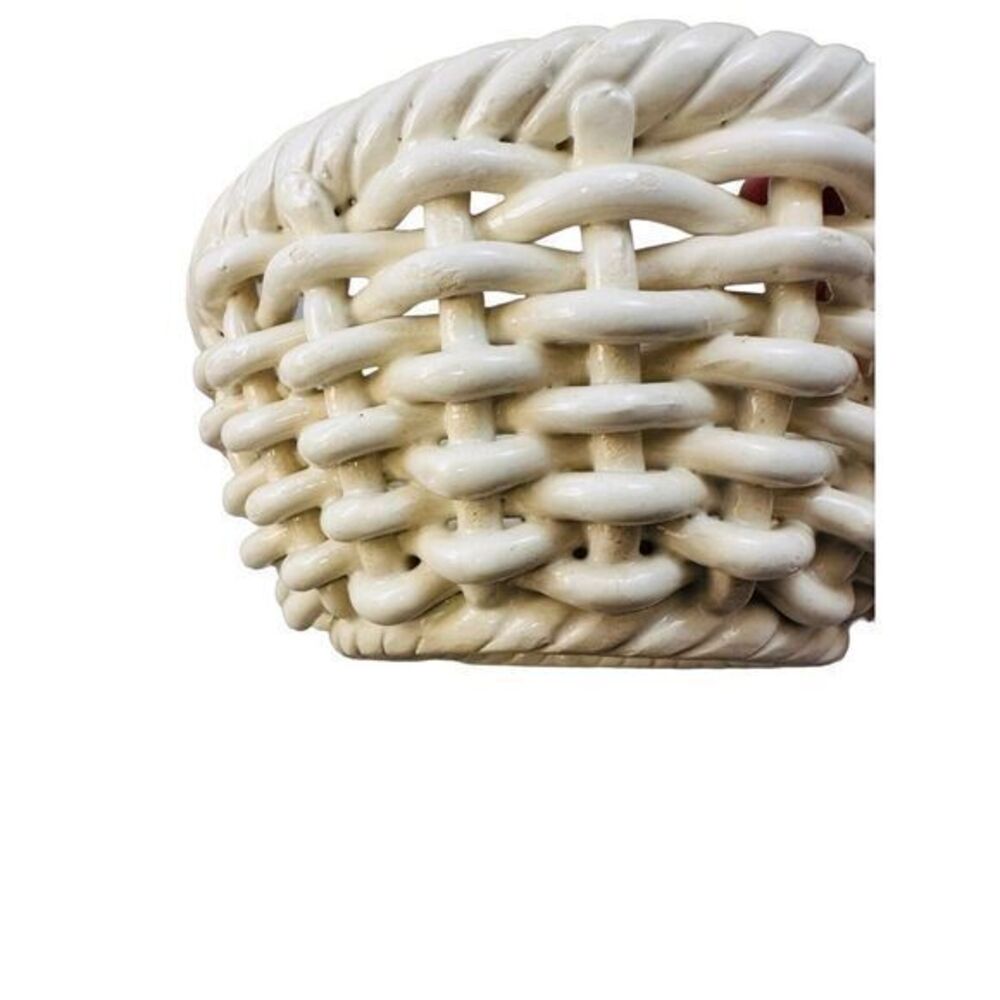 Vintage Decor White Basket Weave Lattice Bowl Made in Spain By Hispania CH - Picture 6 of 12